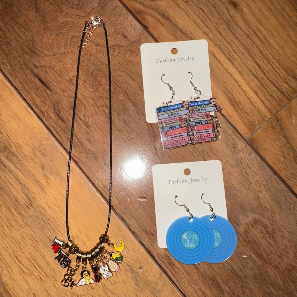Taylor Swift Colorful Charm Necklace and Earrings Set